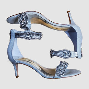 Antonio Melani Sadina Rhinestone Wedding Bridal Zip Heeled Sandal Open Toe 7.5‎